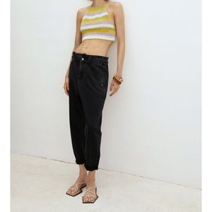 Zara black paper bag jeans EUC